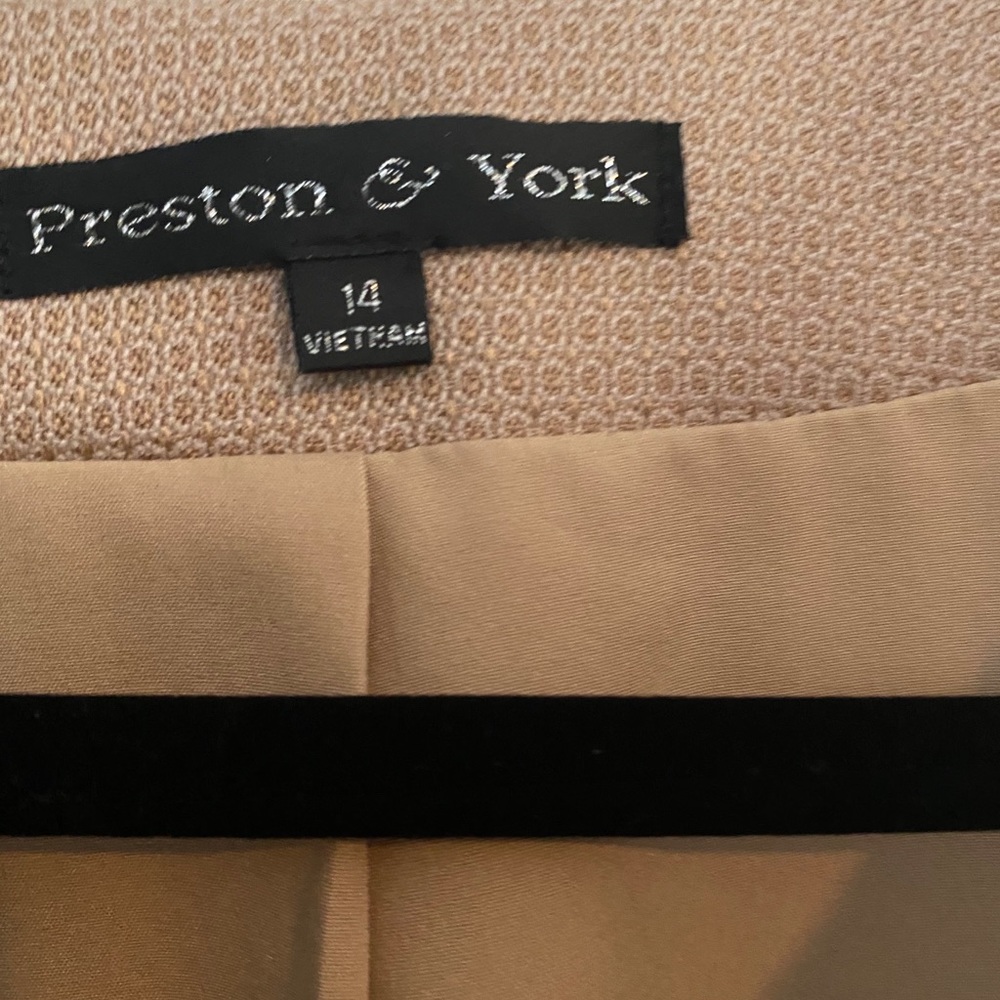 Tan skirt and suit jacket